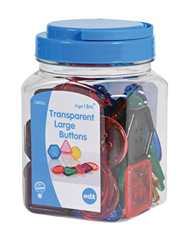 Edx Education Transparent Large Buttons – Mini Jar Set of 60 – Light Box Accessory – Sensory and Fine Motor Skill Development – Math Manipulative – For Ages 18M+ | The Storepaperoomates Retail Market - Fast Affordable Shopping