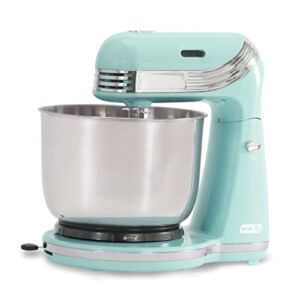 Dash Stand Mixer (Electric Mixer for Everyday Use): 6 Speed Stand Mixer with 3 Quart Stainless Steel Mixing Bowl, Dough Hooks & Mixer Beaters for Frosting, Meringues & More – Aqua
