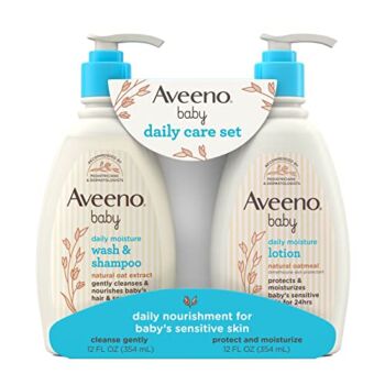 Aveeno Baby Daily Care Gift Set with Natural Oat Extract & Oatmeal, Contains Daily Moisturizing Body Lotion & Gentle 2-in-1 Baby Bath Wash & Shampoo, Hypoallergenic & Paraben-Free, 2 Items | The Storepaperoomates Retail Market - Fast Affordable Shopping