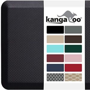 KANGAROO 3/4″ Thick Superior Comfort, Relieves Pressure, All Day Ergonomic Stain Resistant Floor Rug Anti Fatigue Cushion Mat, Durable Standing Desk, Foam Pad Mats Kitchen, Office, 32×20, Black