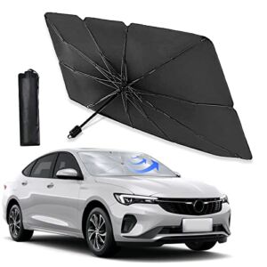 Ajxn Car Windshield Sun Shade Umbrella,UV Protection ,Car Windshield Sun Shade Umbrella to Keep Your Vehicle Cool,Car Accessories Foldable Sun Shield Shade (Large (55″x 31″))