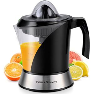 Pohl+Schmitt Deco-Line Electric Citrus Juicer Machine Extractor – Large Capacity 34oz (1L) Easy-Clean, Featuring Pulp Control Technology