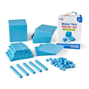 hand2mind Blue Plastic Base Ten Blocks Complete Set, Place Value Blocks, Counting Cubes for Kids Math, Base 10 Math Manipulatives for Kids, Kindergarten Homeschool Supplies (Set of 161)