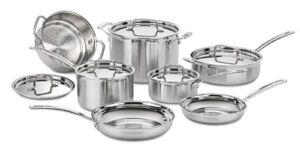 12 Piece Cookware Set by Cuisinart, MultiClad Pro Triple Ply, Silver, MCP-12N