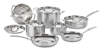 12 Piece Cookware Set by Cuisinart, MultiClad Pro Triple Ply, Silver, MCP-12N | The Storepaperoomates Retail Market - Fast Affordable Shopping