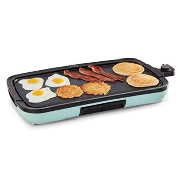 DASH Deluxe Everyday Electric Griddle with Dishwasher Safe Removable Nonstick Cooking Plate for Pancakes, Burgers, Eggs and more, Includes Drip Tray + Recipe Book, 20” x 10.5”, 1500-Watt – Aqua | The Storepaperoomates Retail Market - Fast Affordable Shopping