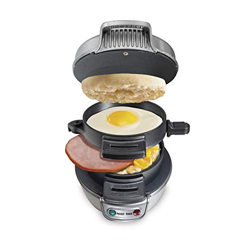 Hamilton Beach Breakfast Sandwich Maker with Egg Cooker Ring, Customize Ingredients, Perfect for English Muffins, Croissants, Mini Waffles, Single, Silver | The Storepaperoomates Retail Market - Fast Affordable Shopping