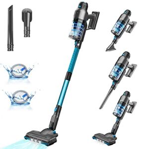 Cordless Lightweight Stick Vacuum Cleaner, Syvio 22Kpa 250W Strong Suction, 3 Modes, Free Stand, Replaceable Battery, Up to 40Min Runtime, 6 in 1 Handheld Vacuum Pet Hair for Carpet and Hard Floor Car