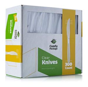 [300 Pack] Heavyweight Disposable Clear Plastic Knives