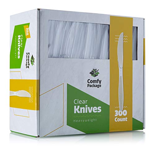 [300 Pack] Heavyweight Disposable Clear Plastic Knives | The Storepaperoomates Retail Market - Fast Affordable Shopping