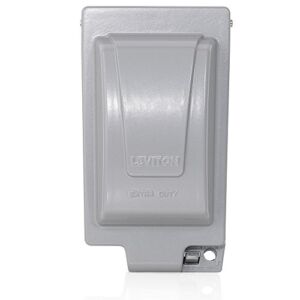 Leviton IUM1V-GY Extra Duty Outlet Hood, 1-Gang GFCI Or Duplex Receptacle Or Single Receptacle, Vertical Mount, Gray