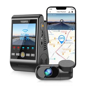 Dash Cam Front and Rear VIOFO 2K + 2K 5GHz Wi-Fi GPS Dual Dash Camera for Cars, 2.4” LCD, Buffered Parking Modes, Voice Notification, WDR Super Night Vision, Motion Detection, Emergency Lock(A229 Duo)