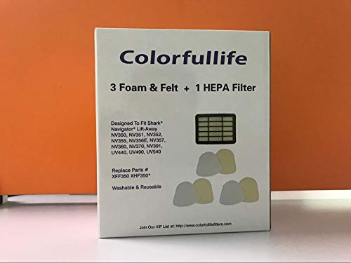 Colorfullife Filters for Shark Vacuum Navigator Lift-away ZU503AMZ, NV350, NV351, NV352, NV355, NV356E, NV357, NV360, NV370, NV391, UV440, UV490, UV500, UV540, UV541, UV550, Part XFF350 XHF350 | The Storepaperoomates Retail Market - Fast Affordable Shopping