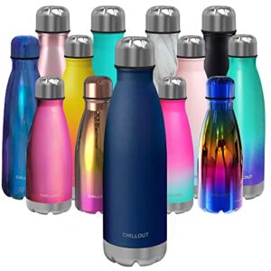 CHILLOUT LIFE Stainless Steel Water Bottle: 17 oz Double Wall Insulated Cola Bottle Shape for Cold and Warm Drinks, BPA Free Metal Sports Bottle