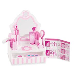 Melissa & Doug Wooden Beauty Salon Play Set With Vanity and Accessories (18 pcs) – Pretend Hair Salon, Toddler Makeup Vanity, Fashion Role Play Set For Kids Ages 3+