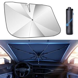 andobil Windshield Sun Shade Car, [Newest Ice Crystal Nano Cold Reflector] Protect Car from Sun Rays Damage Umbrella Sun Shade for Most of Car SUV Truck – Keeps Car Cool & Comfy (29.5″-57″ Medium)