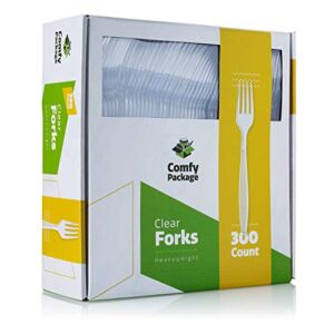 [300 Pack] Heavyweight Disposable Clear Plastic Forks