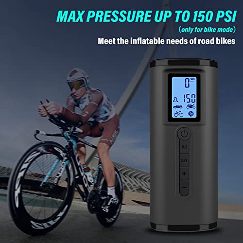 Lamgool 150 PSI Tire Inflator Portable Air Compressor Bicycle Pump With Digital Pressure Gauge LED Light Mini Rechargeable Tire Pump Electric Air Pump For Car Bike Motorcycle Balls | The Storepaperoomates Retail Market - Fast Affordable Shopping