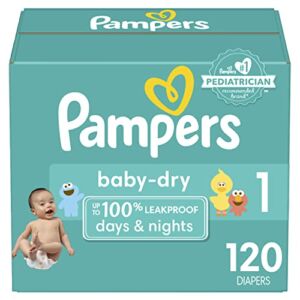 Diapers Newborn/Size 1 (8-14 lb), 120 Count – Pampers Baby Dry Disposable Baby Diapers, Super Pack