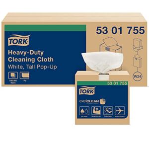 Tork Heavy Duty Cleaning Cloth White W24, Pop-Up Box, 5 x 80 Cloths, 5301755
