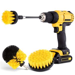 Hiware 4 Pcs Drill Brush Attachment Set – Power Scrubber Brush Cleaning Kit – All Purpose Drill Brush with Extend Attachment for Bathroom Surfaces, Grout, Floor, Tub, Shower, Tile, Kitchen and Car