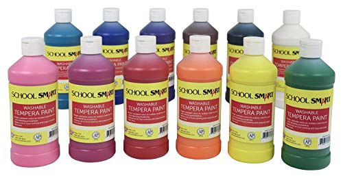 School Smart 2002801 Washable Tempera Paint Set, Grade: Kindergarten to 12, Pint, Assorted (Pack of 12) | The Storepaperoomates Retail Market - Fast Affordable Shopping