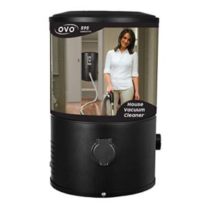 OVO, wall mounted house vacuum cleaner, fits in CLOSET and tight spaces, 595 AW, Use with disposable filtration bags, 18L / 4.75 gal, Certified for North America, Black