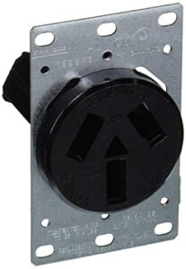 Leviton 5206-S10 50 Amp, 125/250 Volt, NEMA 10-50R, 3P, 3W, Flush Mounting Receptacle, Straight Blade, Industrial Grade, Non-Grounding, Side Wired, Steel Strap, Black