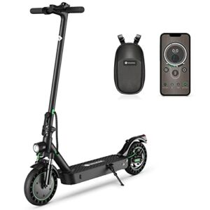 isinwheel S9MAX Electric Scooter, 500W Motor, Up to 22 Miles Range, Top Speed 21.7 MPH, 10-inch Solid Tires, Electric Scooter Adult with Front and Rear Dual Suspension, Dual Braking System & App