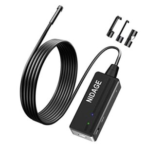 NIDAGE Wireless Endoscope for Automotive Inspection Semi-Rigid Flexible Waterproof 5.5MM WiFi Borescope Camera Compatible Android and iOS Smartphones, iPhone, iPad (4.92FT)