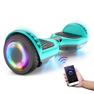 SISIGAD Hoverboard for Kids ages 6-12, with Built-in Bluetooth Speaker and 6.5″ Colorful Lights Wheels, Safety Certified Self Balancing Scooter Gift for Kids-Grey+green