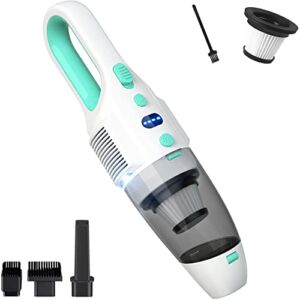 Handheld Vacuum Cordless – Rechargeable Held Held Vacuum, Lightweight at 1.5 Pounds with Powerful Suction, Portable Mini Hand Vacuum with 3 Versatile Attachments & Cleaning Brush, Mint