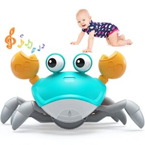 Yeaye Baby Crawling Crab Infant Tummy Time Toys for Kids, Toddler Interactive Learning Development Toy with Automatically Avoid Obstacles, Build in Rechargeable Battery（Green）