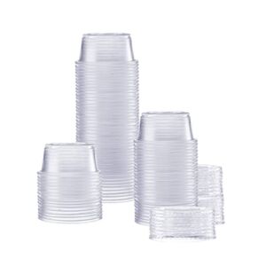 [100 Sets – 2 oz.] Plastic Portion Cups With Lids, Souffle Cups, Jello Shot Cups