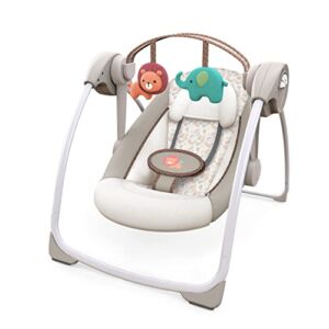 Ingenuity Soothe ‘n Delight 6-Speed Compact Portable Baby Swing with Music and Bar, Folds for Easy Travel – Cozy Kingdom