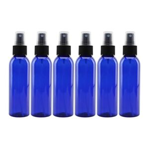 Cornucopia 4oz Blue Empty Plastic Refillable PET Spray Bottles w/Fine Mist Atomizer Caps (6-Pack); Sprayers for DIY Home Cleaning, Aromatherapy, Travel, & Beauty Care (4 Ounce, Cobalt Blue, 6)