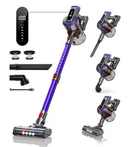 BuTure Cordless Vacuum Cleaner, 400W 33Kpa Powerful Stick Vacuum with 55min Runtime Detachable Battery, Touch Display and 1.2L Large Dust Cup, Vacuum Cleaners for Hardwood Floor Carpet Car Pet