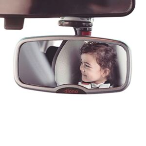 Diono See Me Too Rear View Forward Facing Baby Mirror for Car, Fully Adjustable Driver Mirror With Wide Crystal Clear View, Shatterproof, Crash Tested