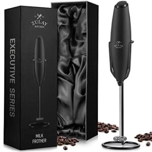 Zulay Executive Series Ultra Premium Gift Milk Frother For Coffee With Improved Stand – Coffee Frother Handheld Foam Maker For Lattes – Electric Milk Frother Handheld For Cappuccino, Frappe, Matcha