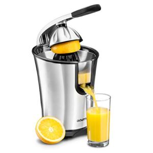 Gourmia EPJ100 Electric Citrus Juicer Stainless Steel 10 QT 160 Watts Rubber Handle And Cone Lid For Easy Use One-Size-Fits-All Juice Cone For Easy Storage. – 110V