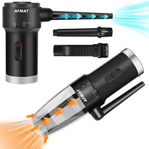Cordless Air Duster & Small Vacuum Cleaner 2-in-1, 60000 RPM Compressed Air Duster, 8KPa Suction, 2 Speeds, USB Rechargeable Electric Air Blower and Mini Vacuum Cleaner for Keyboard/Computer/Car Seat