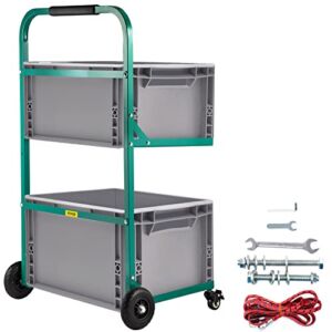 VEVOR Steel Recycling Cart, 220 lbs Load Capacity 22.8 x 15.7 Inch, 4 Wheels Moving Bin Cart, Easy Assembly & Weatherproof, Well-Built Frame-Type for Simple Recycle Bin and Caddy(Bins not Included)