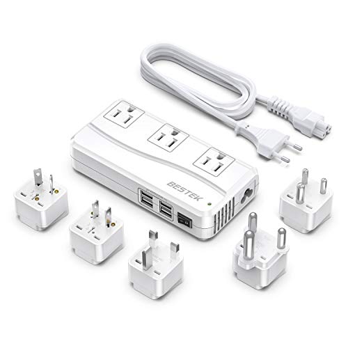 BESTEK International Power Adapter 250W, 220V to 110V Step Down Travel Voltage Converter with 4-Port USB Including US/AU/EU/UK//India/South Africa Plug Adapter (White) | The Storepaperoomates Retail Market - Fast Affordable Shopping