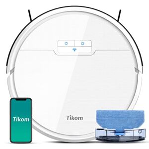 Robot Vacuum and Mop, Tikom G8000 Robot Vacuum Cleaner, 2700Pa Strong Suction, Self-Charging, Good for Pet Hair, Hard Floors, White