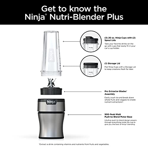 Ninja BN301 Nutri-Blender Plus Compact Personal Blender, 900-Peak-Watt Motor, Silver | The Storepaperoomates Retail Market - Fast Affordable Shopping