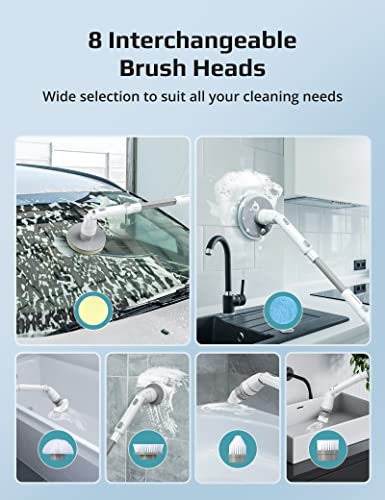 Electric Spin Scrubber, Aspiron Cordless Electric Scrubber for Bathroom, Tub, Tile Floor, 8 Replaceable Brush Heads, Adjustable Angles&Extension Handle, Shower Cleaning Brush for a Long Time Use | The Storepaperoomates Retail Market - Fast Affordable Shopping
