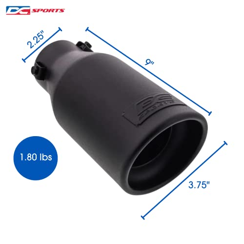 DC Sports EX-1012B Performance Bolt-On Resonated Muffler Slant Tip with Clamps and Adapters for Fitment on Most Cars, Sedans, and Trucks – Matte Black Powdercoat | The Storepaperoomates Retail Market - Fast Affordable Shopping