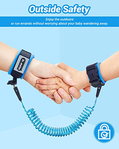 Anti Lost Wrist Link, Dr.meter 2 Pack Toddler Safety Leash with Key Lock, Reflective Child Walking Harness Rope Leash for Kids Babies, 8.2ft Blue + 4.92ft Orange | The Storepaperoomates Retail Market - Fast Affordable Shopping