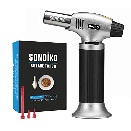 Sondiko Butane Torch S400, Refillable Kitchen Torch Lighter, Fit All Butane Tanks Blow Torch with Safety Lock and Adjustable Flame for Desserts, Creme Brulee, and Baking—Butane Gas Is Not Included | The Storepaperoomates Retail Market - Fast Affordable Shopping