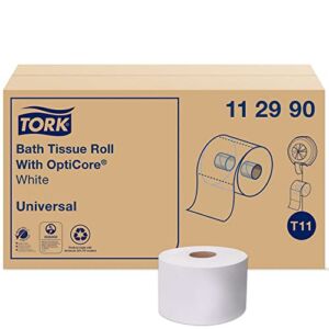 Tork 112990 Universal Bath Tissue Roll with OptiCore, 1-Ply, 3.75″ Width x 4.0″ Length, White (Case of 36 Rolls, 1755 Sheets per Roll, 63,180 Sheets per Case)